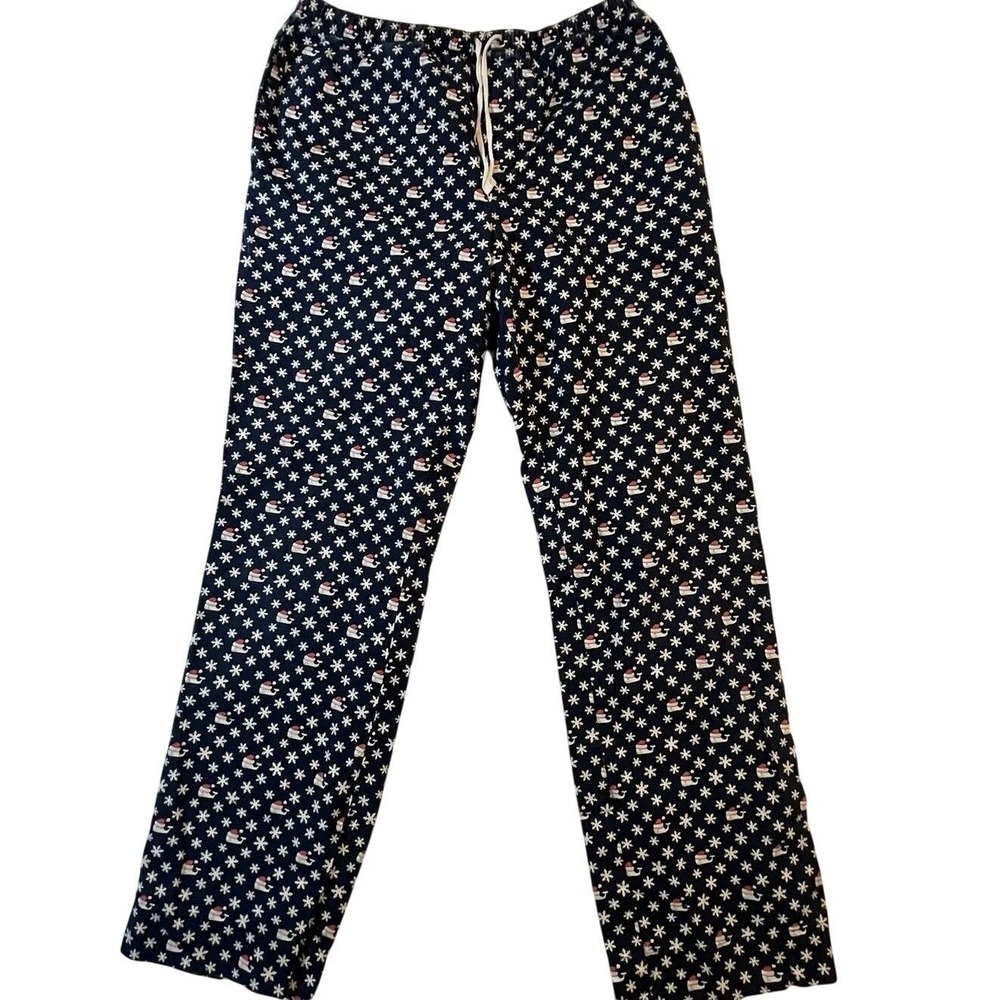 Vineyard Vines Pajama Pants Womens Small Navy Blue Santa Hat Whale Snowflake